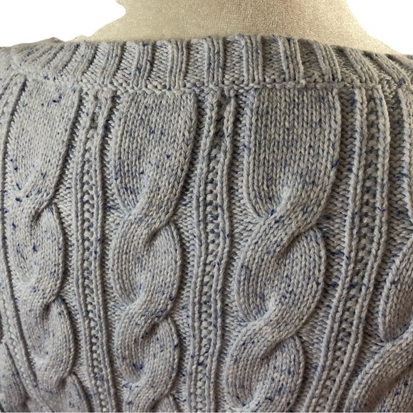 Lands End Drifter Cotton Pullover Cable Knit Sweater  Women L 14  16  Light Blue - Picture 6 of 9